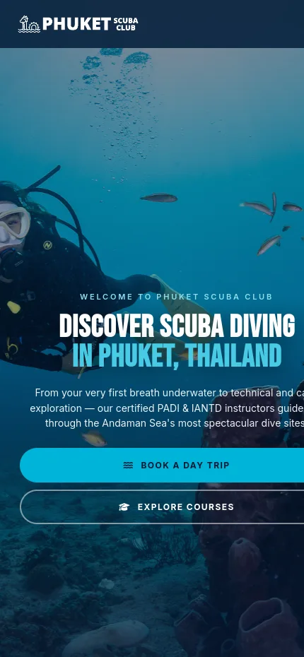 Phuket Scuba Club 普吉島潛水俱樂部官網手機版截圖
